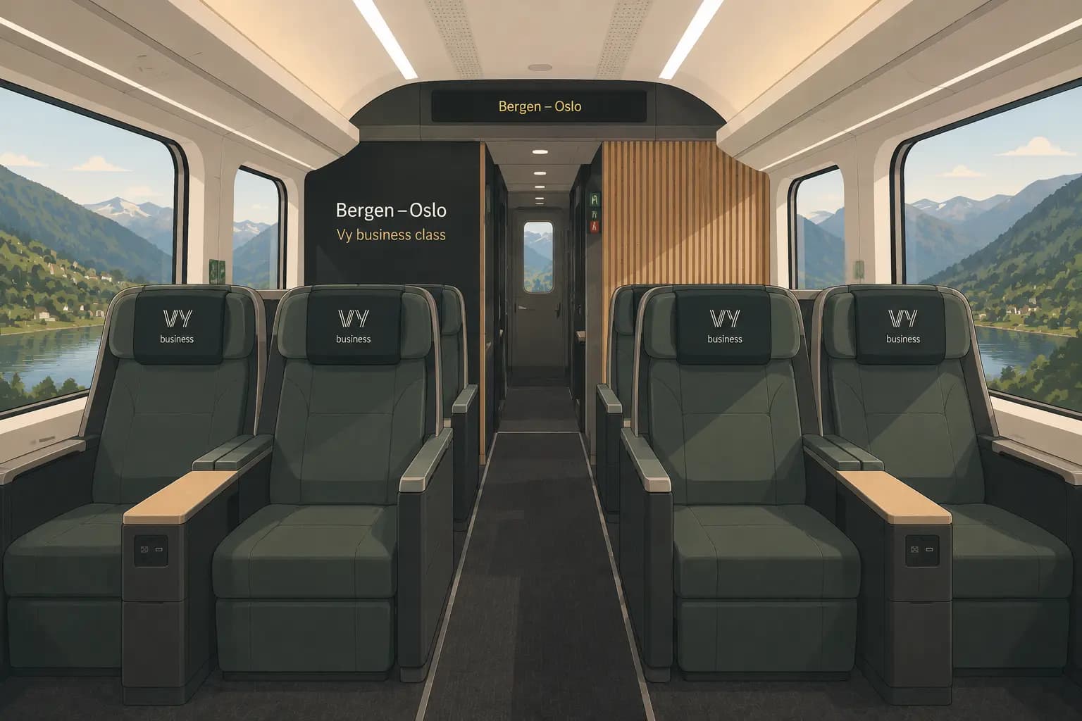 Spacious Vy business class seats