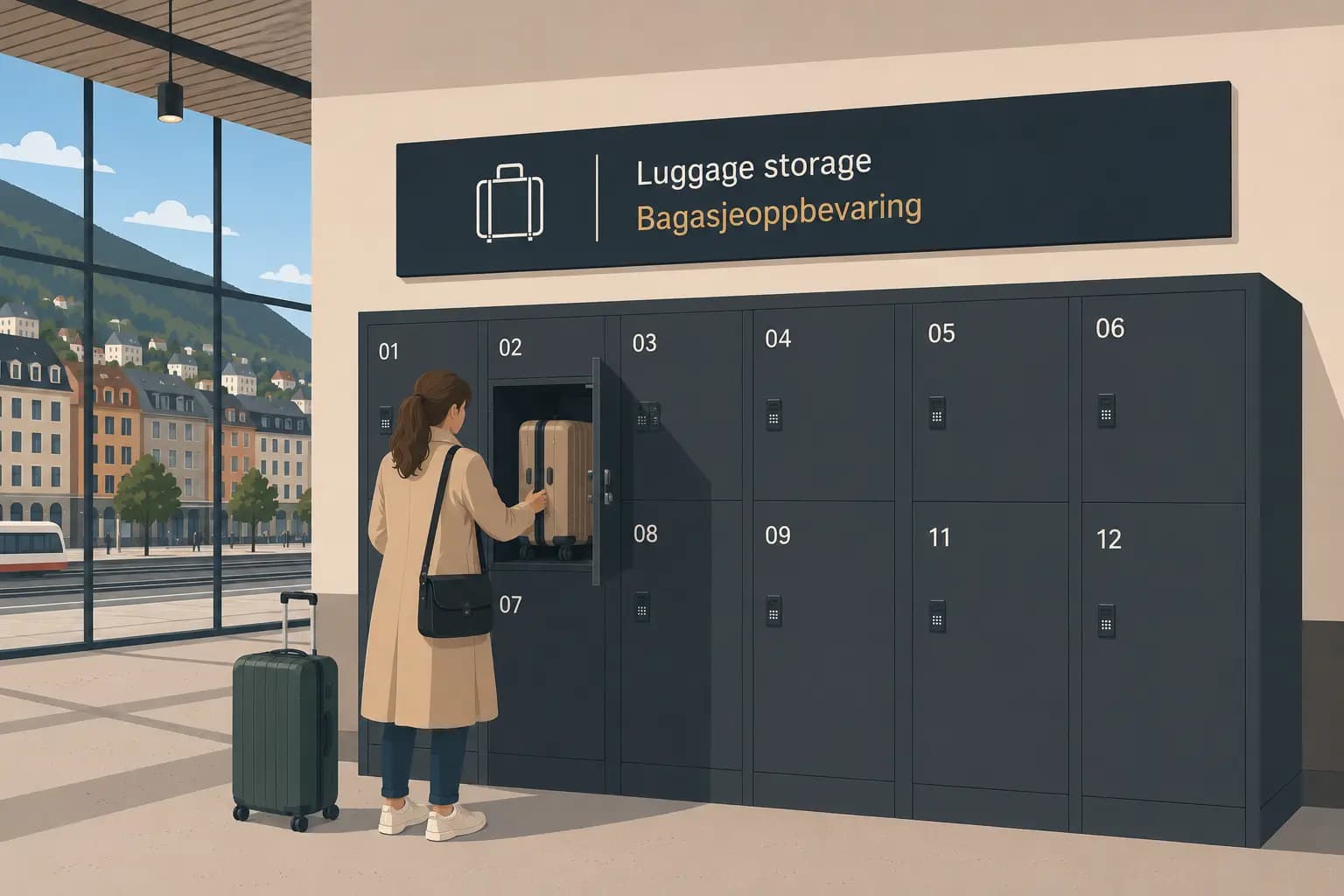 Luggage storage lockers at Bergen Station